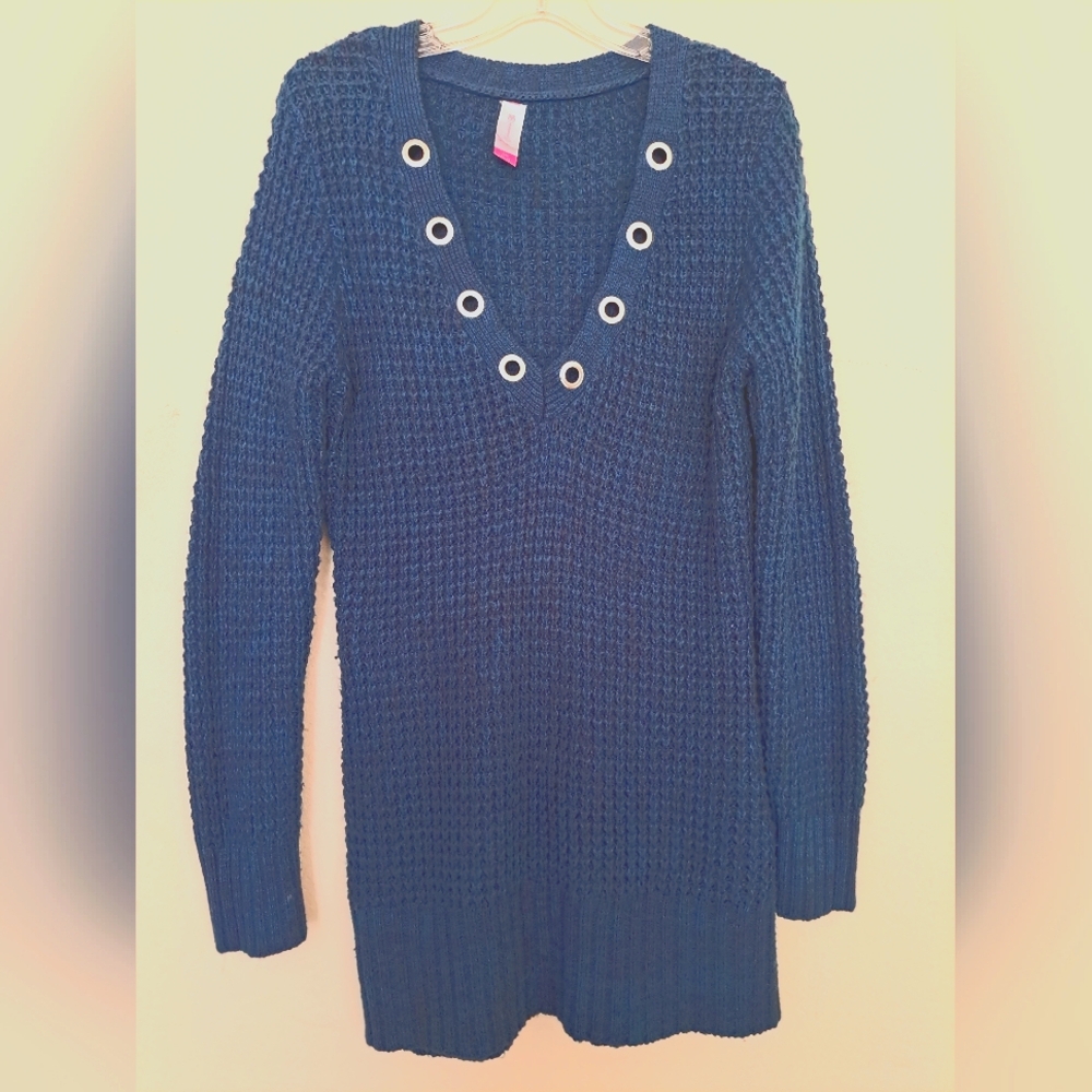 Juniors Blue Green Sweater Tunic